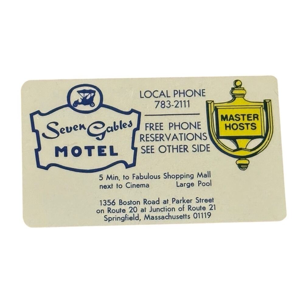 Vintage Seven Gables‎ Motel Master Hosts Salem Massachusetts MA Travel Ephemera